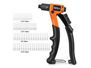TACKLIFE Rivet Gun Kit with 80 Pieces Rivets 4 in 1 Hand Riveter 4 Tool Free Interchangeable Heads HHR3A