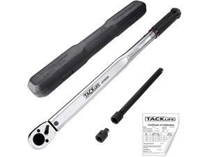 TACKLIFE HTW3A-1/2 " Drive Click Torque Wrench Set, with 1/2" Extension Bar and 3/8" Reducer (25-250 ft.-lb./33.9-338.9Nm)