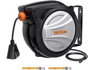 TACKLIFE ECR02A Extension Cord Reel, 65ft Retractable Extension Cord + 4.5ft/12AWG/SJTOW Rated Cord, Cord Holder with Swivel Bracket, Overload Protection, Auto Retraction and Triple Socket for Wall TACKLIFE ECR02A Extension Cord Reel, 65ft Retractable Extension Cord + 4.5ft/12AWG/SJTOW Rated Cord, Cord Holder with Swivel Bracket, Overload Protection, Auto Retraction and Triple Socket for Wall