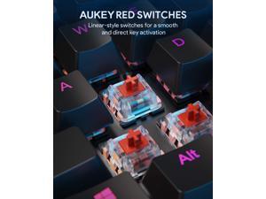 AUKEY Mechanical Gaming Keyboard with Customizable RGB Backlight, Tactile & Clicky Red Switches, 104-Key Anti-Ghosting Wired Keyboard with Surround Lighting, Steel Body for PC and Laptop KM-G12 AUKEY Mechanical Gaming Keyboard with Customizable RGB Backlight, Tactile & Clicky Red Switches, 104-Key Anti-Ghosting Wired Keyboard with Surround Lighting, Steel Body for PC and Laptop KM-G12