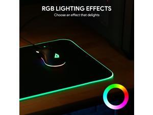 AUKEY  RGB Gaming Mouse Pad Large (31.5×11.8×0.15in) Thick   Extended LED Mousepad with Customizable 16.8 Million Colors, 10 Preset Lights, Spill-Resistant Smooth Surface KM-P6