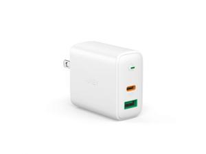 AUKEY Wall Charger Dual Port PD 30W with Dynamic Detect Compact USB C Charger White PA-D1