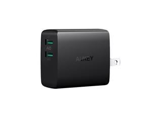 AUKEY Wall Charger Ultra Compact Dual Port 4.8A Output Fast Charging Foldable Plug USB Charger PA-U42