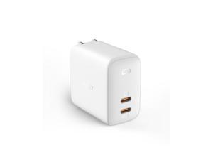 Aukey Wall Charger 65W Dual-Port PD with Dynamic Detect 3x Fast Charging USB Charger White PA-B4