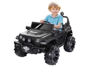 METAKOO HC-8988 Ride On Truck 2WD&4WD, Kids Electric Truck 12V 10Ah with Remote Control, Double Open Doors, Safety Belt & Spring Suspension, LED Lights, USB/ Bluetooth Player,  Gift for Kids