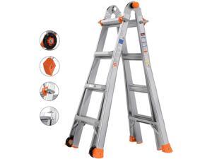 TACKLIFE LD01A-Telescoping Ladder, 17 Feet Aluminum Extension Ladder with 2 Flexible Wheels, Safe Protective Switch, Non-Slip Rubber Feet, 300lb Capacity Multi-Use Ladder TACKLIFE LD01A-Telescoping Ladder, 17 Feet Aluminum Extension Ladder with 2 Flexible Wheels, Safe Protective Switch, Non-Slip Rubber Feet, 300lb Capacity Multi-Use Ladder