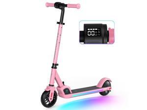 Macwheel Electric Scooter Colorful Rainbow Lights LED Display 3 Level Adjustable Speeds and Heights Foldable and Lightweight - E9 Pro Pink