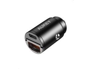 AUKEY Car Charger Dual Ports USB C and USB A Metal 30W CC-A3