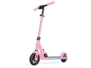 Macwheel Electric Scooter Colorful Rainbow Lights LED Display 3 Level Adjustable Speeds and Heights Foldable and Lightweight - E9 Pro Pink
