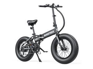 AVANTREK 20" Fat Tire Electric Bike, 50% Faster Charge, Folding Electric Bicycle for Adults, with 500W Brushless Motor, 48V/10Ah Removable Integrated Battery, Shimano 7 Speed Black