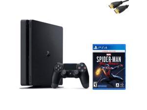 Playstation 4 PS4 Slim 1TB Console Game Black, Bundle with Spider-man: Miles Morales, JAWFOAL HDMI Cable