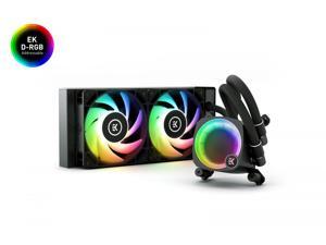 EK Nucleus AIO CR240 Lux D-RGB All-in-One Liquid CPU Cooler with EK FPT Fans, Water Cooling Computer Parts, 120mm Fan, Compatible with Latest Intel & AMD CPUs (240mm AIO Cooler)