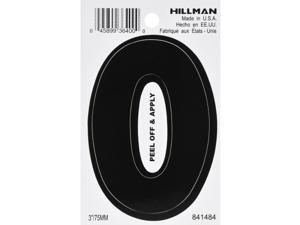 Hillman 3 in. Black Vinyl Self-Adhesive Number 0 1 pc. - Case Of: 6; Hillman 3 in. Black Vinyl Self-Adhesive Number 0 1 pc. - Case Of: 6;