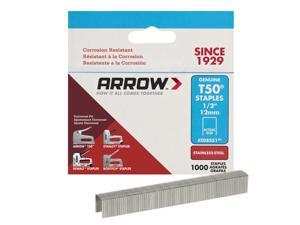 Arrow Fastener T50 3/8 in. W x 1/2 in. L 18 Ga. Flat Crown Heavy Duty Staples 1000 pk - Case Of: 5; Each Pack Qty: 1000; Total Items Qty: 5000 Arrow Fastener T50 3/8 in. W x 1/2 in. L 18 Ga. Flat Crown Heavy Duty Staples 1000 pk - Case Of: 5; Each Pack Qty: 1000; Total Items Qty: 5000