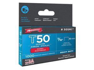 Arrow Fastener T50 3/8 in. W x 5/16 in. L 18 Ga. Flat Crown Heavy Duty Staples 1000 pk - Case Of: 5; Each Pack Qty: 1000; Total Items Qty: 5000 Arrow Fastener T50 3/8 in. W x 5/16 in. L 18 Ga. Flat Crown Heavy Duty Staples 1000 pk - Case Of: 5; Each Pack Qty: 1000; Total Items Qty: 5000
