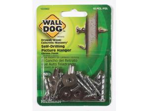 Hillman WALL DOG Chrome Gold Self-Drilling Picture Hanger 50 lb. 10 pk - Case Of: 10; Hillman WALL DOG Chrome Gold Self-Drilling Picture Hanger 50 lb. 10 pk - Case Of: 10;