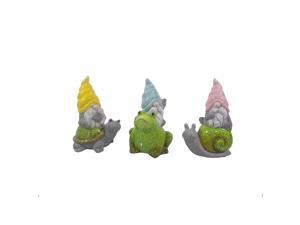 Meadowcreek Ceramic Assorted 5.51 in. Gnome with Garden Critter Garden Statue - Total Qty: 12