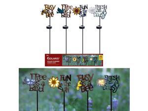 Alpine Assorted Glass/Metal 34 in. H Quote Solar Garden Stake - Total Qty: 8