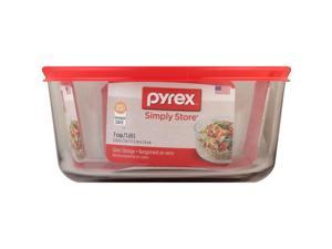 Pyrex 7 cups Food Storage Container 1 pk Clear/Red - Total Qty: 4; Each Pack Qty: 1