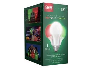 Feit Electric A19 E26 (Medium) Auto Cycling LED Bulb Green/Red/White 2 Watt Equivalence 1 pk - Total Qty: 1
