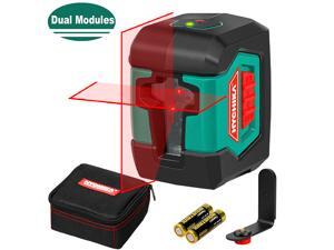 Laser Level, HYCHIKA 50 Feet Cross Line Laser with Dual Modules, Switchable Self-Leveling Vertical and Horizontal Line Construction Picture Hanging,Carrying Pouch, Battery Included