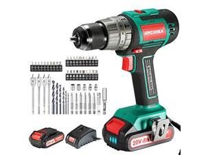Cordless Drill 20V Max, HYCHIKA Brushless Drill Max Torque 530 In-lbs, 2.0 AH Battery 1H Fast Charger, 21+3 Torque Setting 1/2" Automatic Chuck, 22pcs Drill Bit Set for Home Improvement & DIY Project Cordless Drill 20V Max, HYCHIKA Brushless Drill Max Torque 530 In-lbs, 2.0 AH Battery 1H Fast Charger, 21+3 Torque Setting 1/2" Automatic Chuck, 22pcs Drill Bit Set for Home Improvement & DIY Project