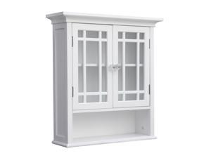 Elegant Home Fashions Neal Removable Wooden Wall Cabinet with 2 Glass Doors, White