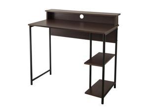 Versanora 35" Wooden Computer Desk, Office Desk, Study Desk, Home Office with Brown Shelves