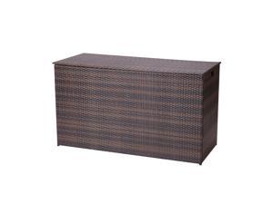 Peaktop PT-OF0010 Outdoor 154 Gallon Wicker Patio Storage Box with Lid for Cushions, Pillows, Pool Accessories, Dark Brown
