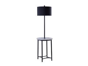 Versanora Shenna Modern Reading Tripod Floor Lamp Standing Light Black Shade Black Finish with Faux Marble Table