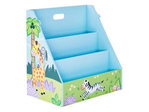 Fantasy Fields - Sunny Safari Toddler bookshelf, Kid Bookshelf Wood, 3-Shelf Bookcase for Bedroom, Book Display Case for Girl/Boy, 3 Tier Mobile Bookrack, Low Square Book Cabinet - Blue