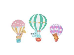 Fantasy Fields - Hot Air Balloon Set of 3 Wall Hook , Nursery Room Wall Mounted Décor , Animal , Pastel