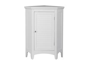 Teamson Home Wooden Bathroom Corner Cabinet Standing White ELG-586