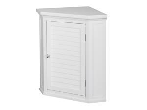 Elegant Home Fashions Glancy Removable Wooden Corner Wall Cabinet with Shutter Door, White