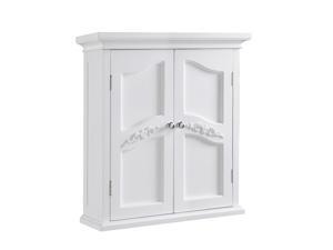 Elegant Home Fashions Versailles Removable Wooden Wall Cabinet with 2 Shelves, White