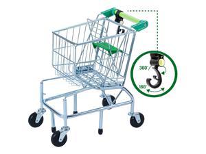 Teamson Kids Toy Shopping Cart With Sturdy Metal Frame and Hook, Play Grocery Cart for Kids