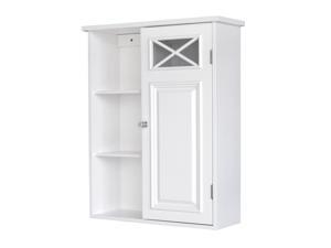 Elegant Home Fashions Dawson Removable Wooden Wall Cabinet with Cross Molding, White