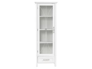 Elegant Home Fashions  Wooden Bathroom Cabinet Standing Tall Storage White 7961