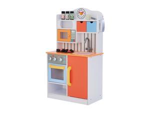 Teamson Kids Play Kitchen Pretend Play Set with Accessories, Little Chef Florence Classic Coral Red Kids Play Kitchen
