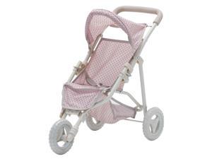 Olivia's Little World - Polka Dots Princess Baby Doll Jogging Stroller - My First Foldable Baby Doll Stroller with Basket for Doll Accessories - Gift Toys for Girls - Pink & Gray