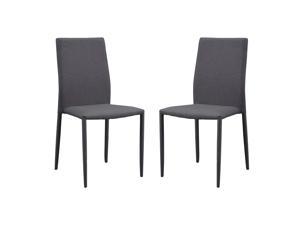 Versanora Noah Stackable Grey Fabric Covered Dining Chair with Metal Legs Sets of 2, Light Gray