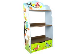Fantasy Fields - Little Toddler Girl Shelves Wooden Bookshelf, Childrens Book Shelf Organizer with Baby Bookshelf and Toy Storage Drawers, Animal Book Shelf Enchanted Woodland Thematic Kids