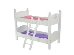 Olivia's Little World - Princess 18-Inch Doll Double Bunk Bed - Stackable Wooden Bunk Bed and Bedding for Dolls, Fits American Girl, Our Generation - White