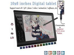 Black 10*6'' 8192 Levels Graphic Drawing Tablet Digital Tablet & Drawing Pen