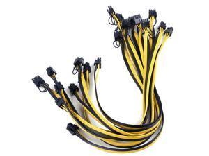 10pcs 60cm 23.6Inch 6 Pin to 8 Pin (6+2Pin) PCIE PCI-Express Cable 18AWG Mining