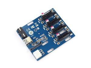 Blue PCIe 1 to 4 PCI Express Slot Board Riser Card Mini ITX to External 4 PCI-e