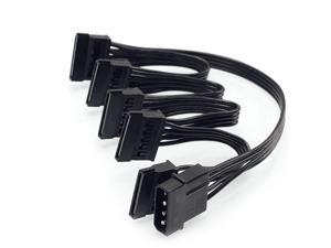 15Pin Hard Drive Power Supply Splitter Cable Cord For Molex 4pin IDE 1 to 5 SATA