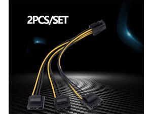 2Pcs PCIe 6pin Female to 3 Molex IDE 4pin Graphic Card Power Supply Splitter Cable 2Pcs PCIe 6pin Female to 3 Molex IDE 4pin Graphic Card Power Supply Splitter Cable