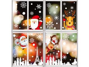 1 Set/ 8pcs Christmas Santa Claus Window Stickers Wall Ornaments Christmas Pendant Merry Christmas For Home Decor Happy New Year