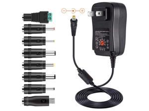 Universal 30W AC Power Adapter With 8pcs Different Connector Tips 3V/4.5V/5V/6V/7.5V/9V/12V Multi Voltage Charger Converter